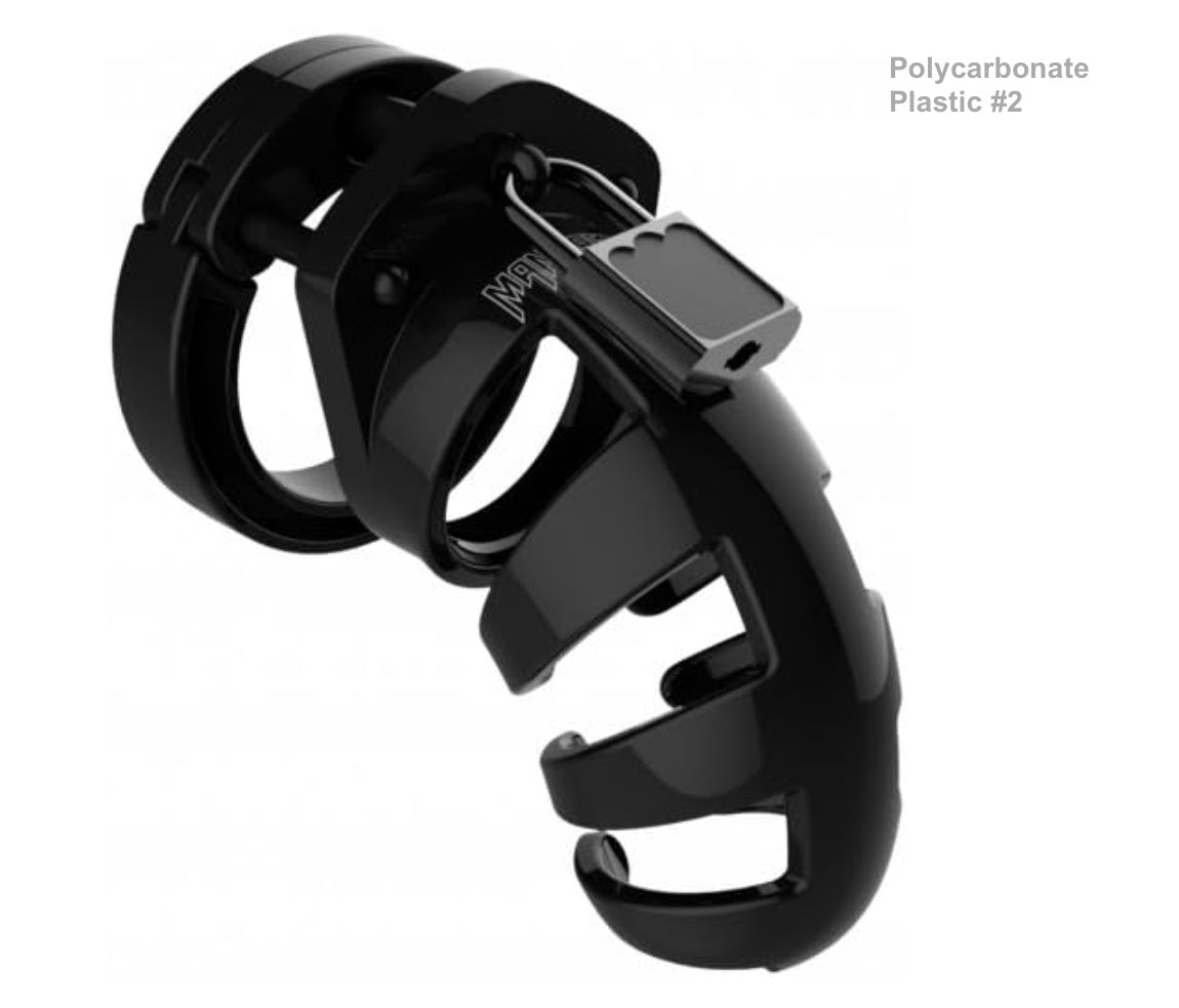 The black polycarbonate plastic Mancage Chastity Device model #2.