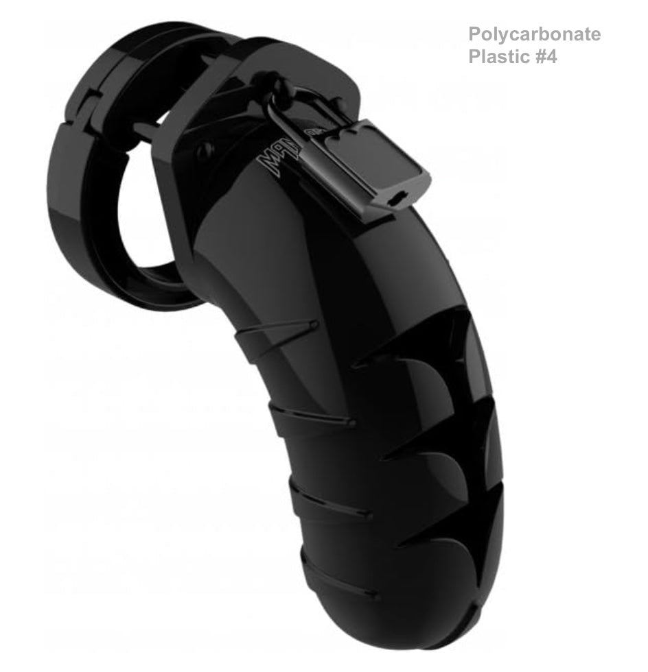 The black polycarbonate plastic Mancage Chastity Device model #4.