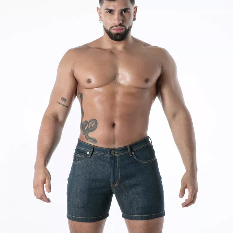 Raw Denim Backless Shorts