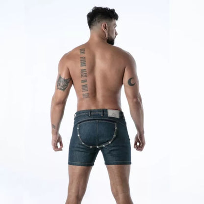 Raw Denim Backless Shorts