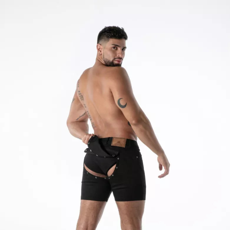 Raw Denim Backless Shorts