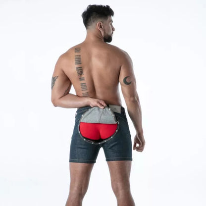 Raw Denim Backless Shorts