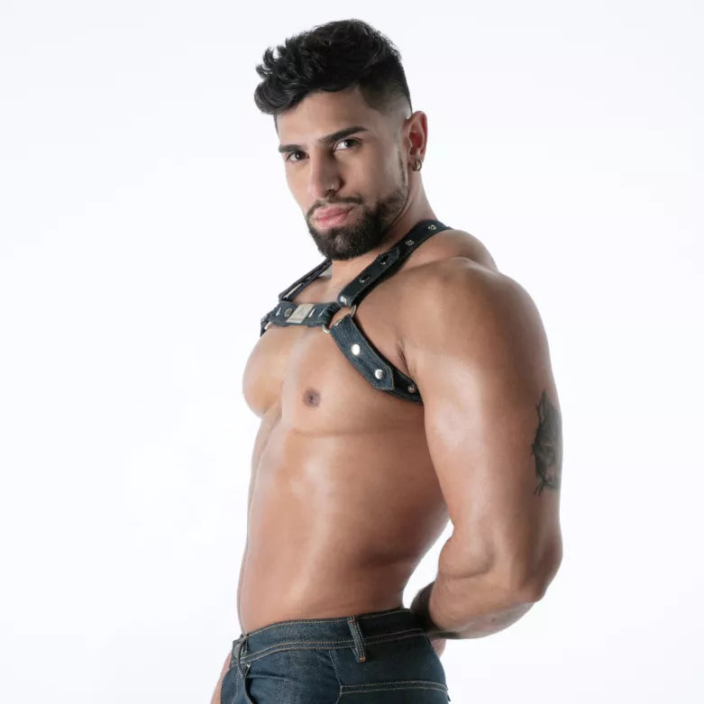 Raw Denim Bulldog Harness