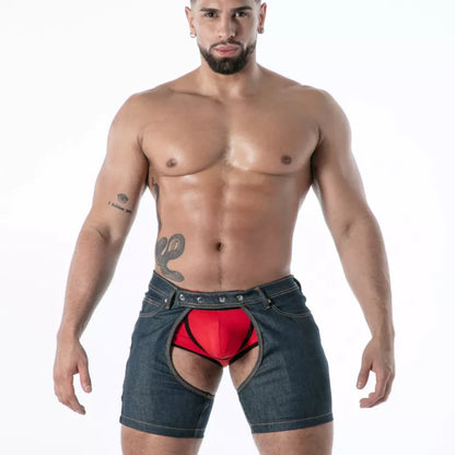 Raw Denim Chaps Shorts