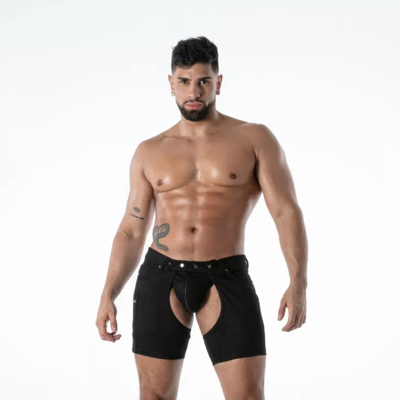 Raw Denim Chaps Shorts