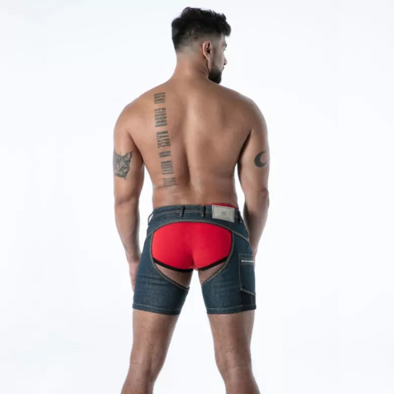 Raw Denim Chaps Shorts