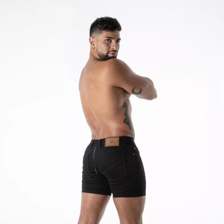 Raw Denim Full-zip Shorts