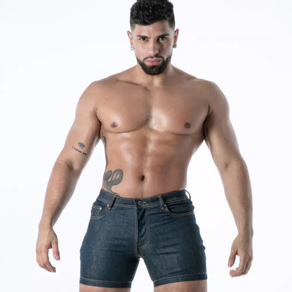 Raw Denim Full-zip Shorts