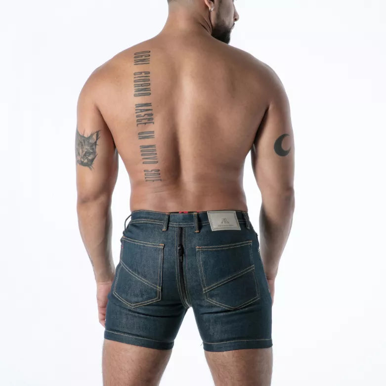 Raw Denim Full-zip Shorts