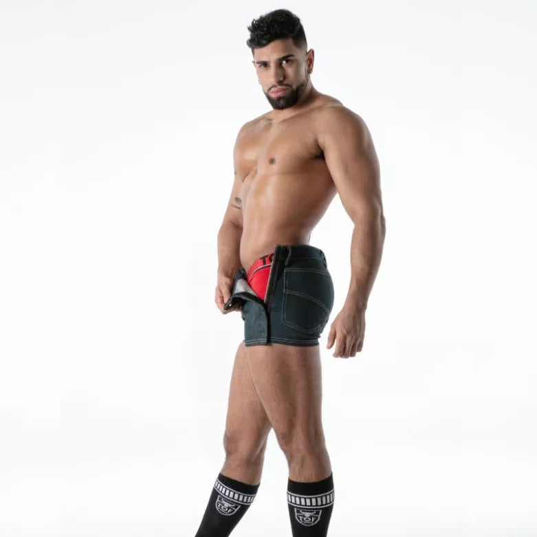 Raw Denim Tear-Away Shorts