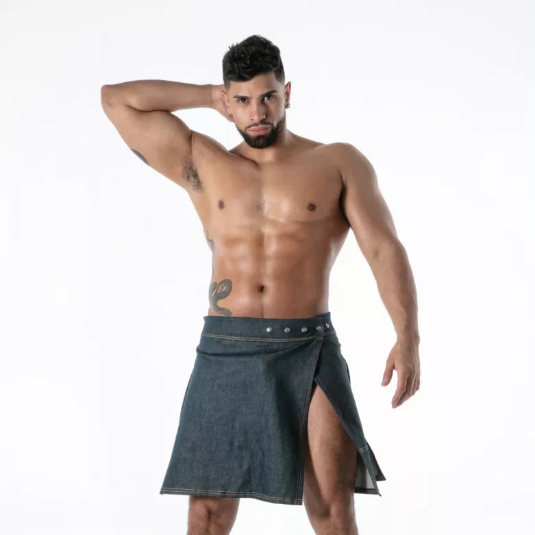 Raw Denim Zip Kilt