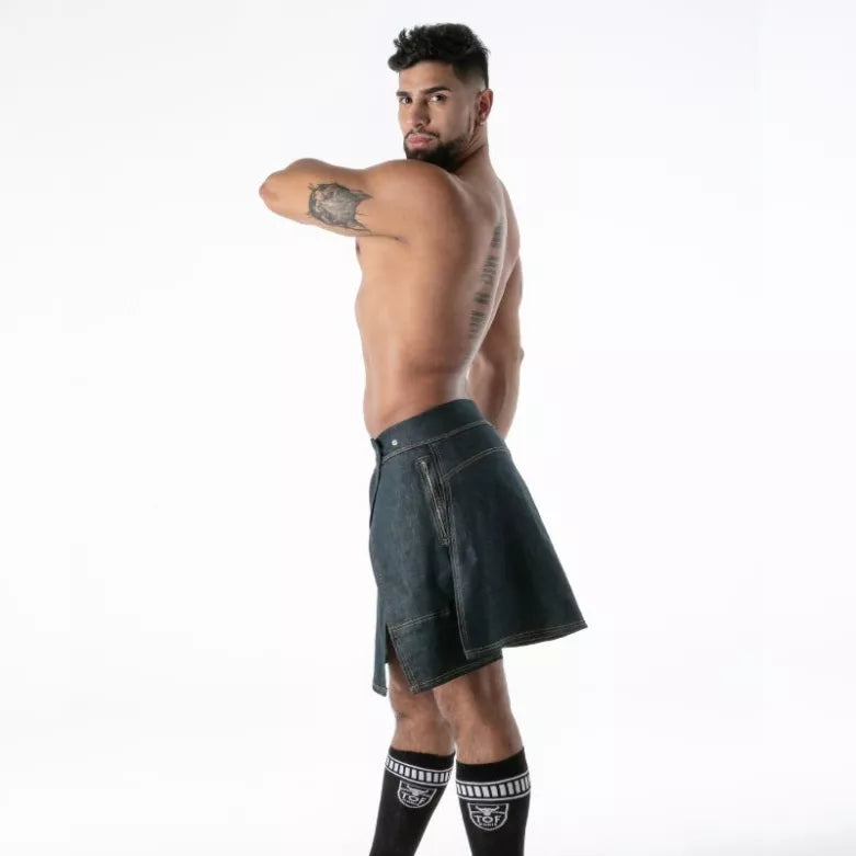 Raw Denim Zip Kilt