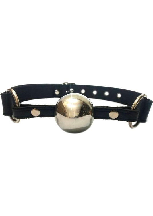 Adjustable Leather Ball Gag with Stainless Steel Ball