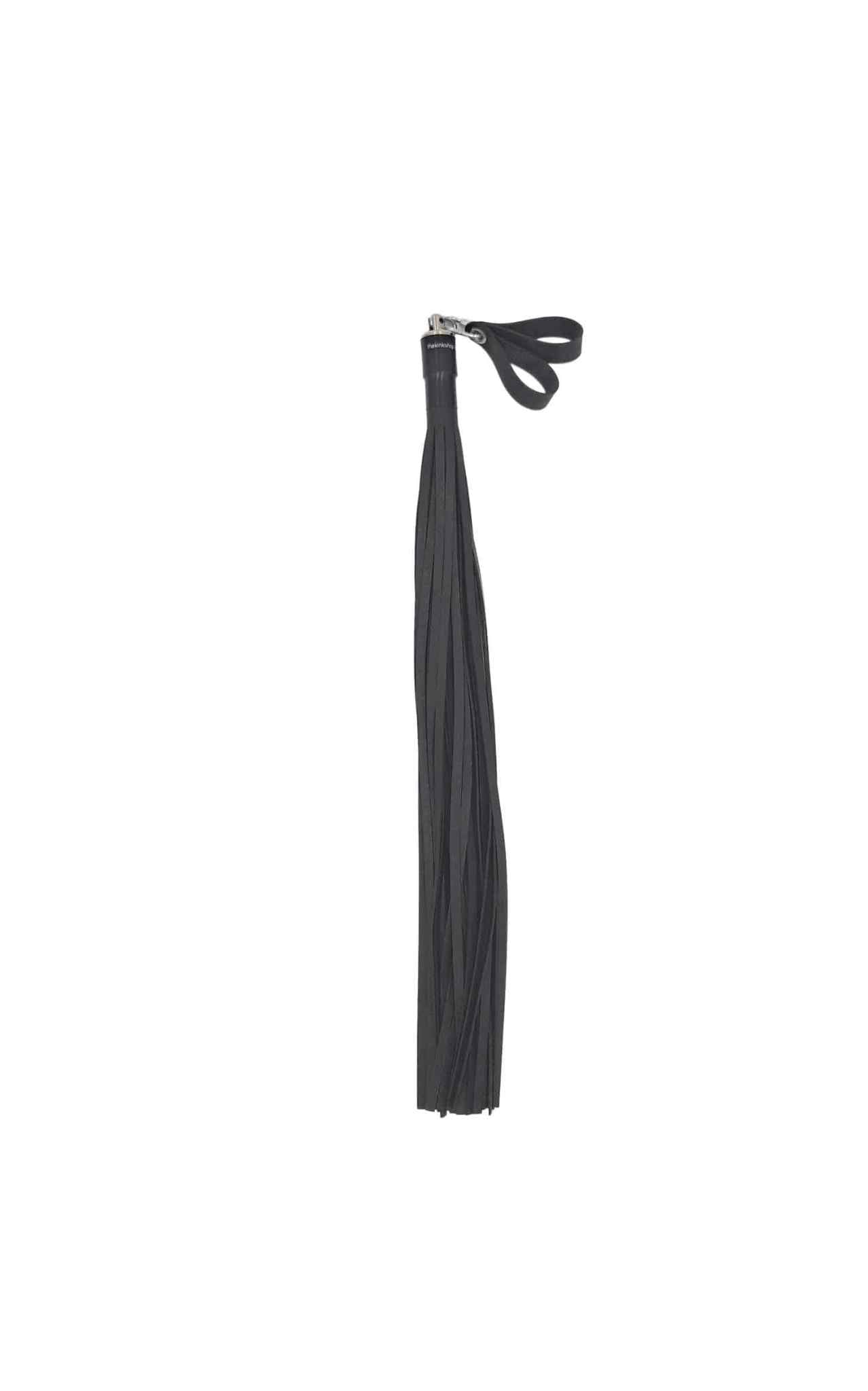 The Electro Rubber Flogger for Violet Wand hanging upright.