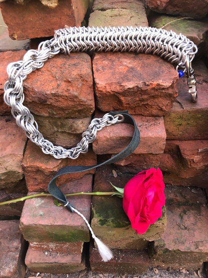 Full view of Chainmail whip against bricks 