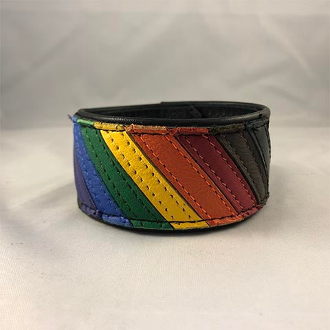 Pride flag leather wrist cuff