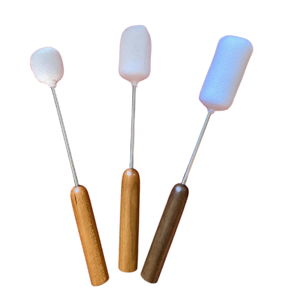 Three different Fire Massage Torches with Basic Wood Handles.