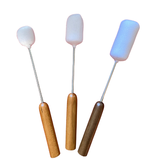 The small, medium and large Fire Massage Torch with Exotic Wood Handles.