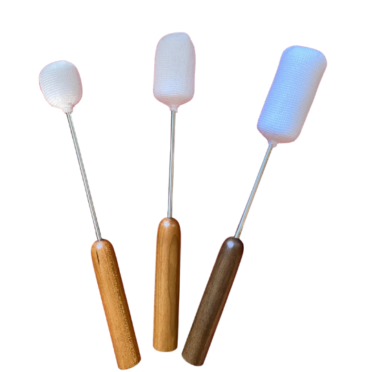 The small, medium and large Fire Massage Torches with Premium Wood Handles.