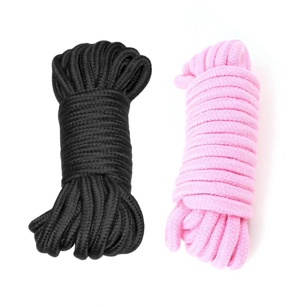 A black and a pink bundle of Shibari Soft Bondage Rope.