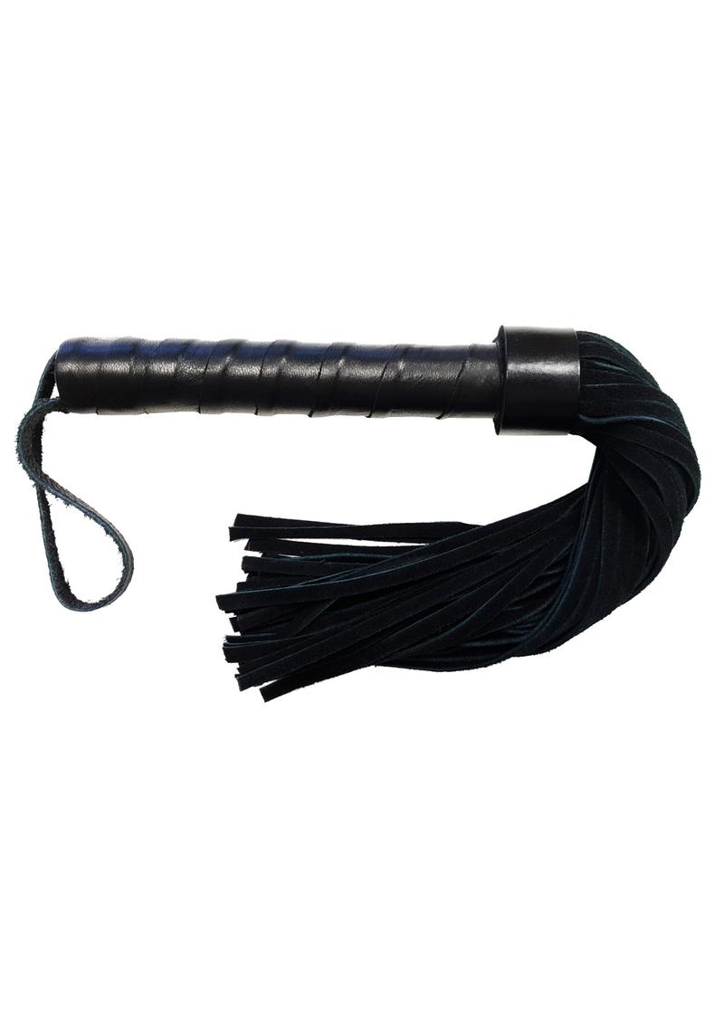 The black Rouge Leather Handle Suede Flogger.
