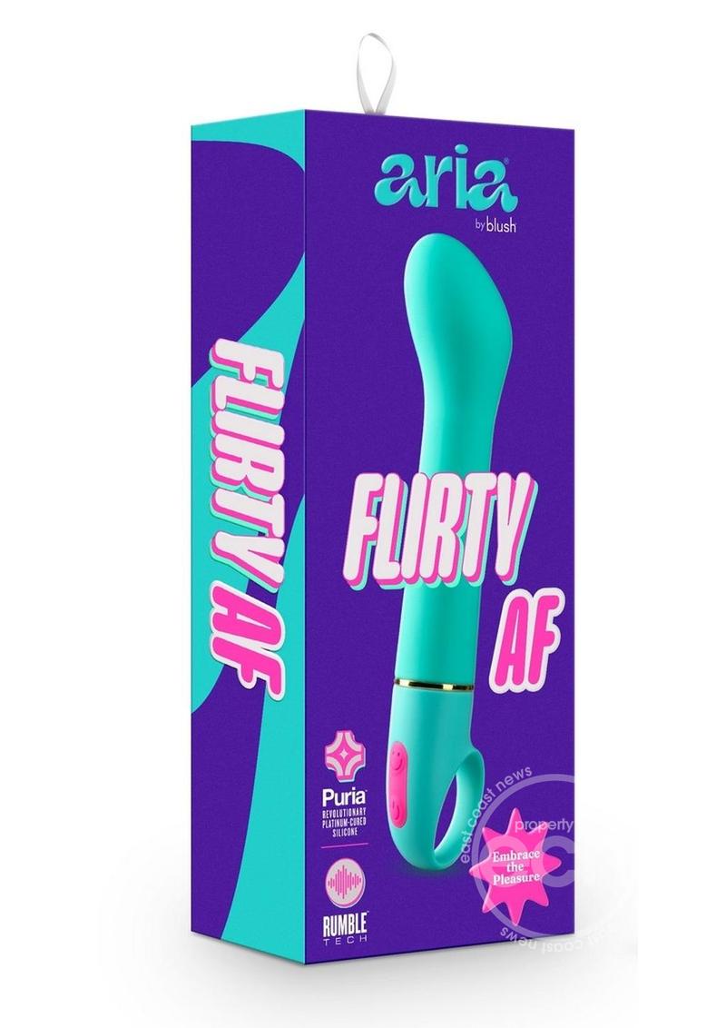 The packaging for the Aria Flirty AF Silicone Vibrator.