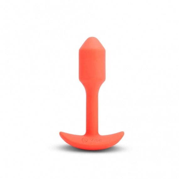 Size 1 B-Vibe Vibrating Weighted Anal Snug Plug in Orange.
