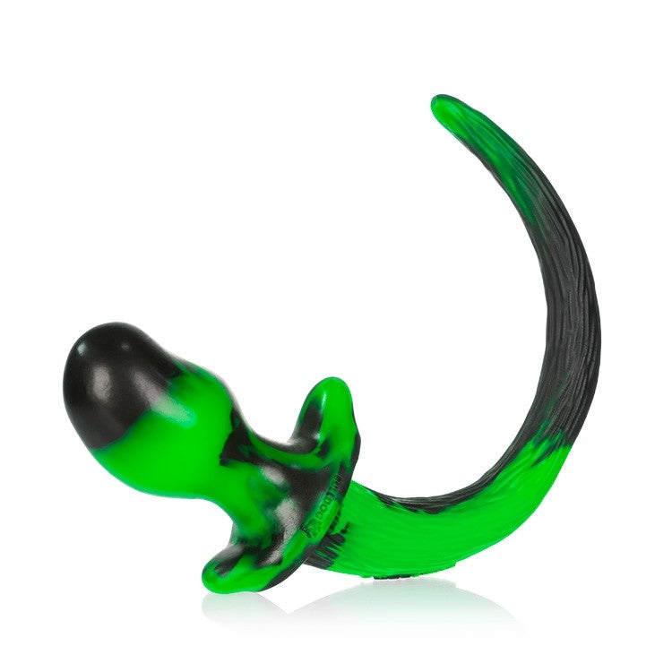 Color Swirl Silicone Puppy Tail in green and black