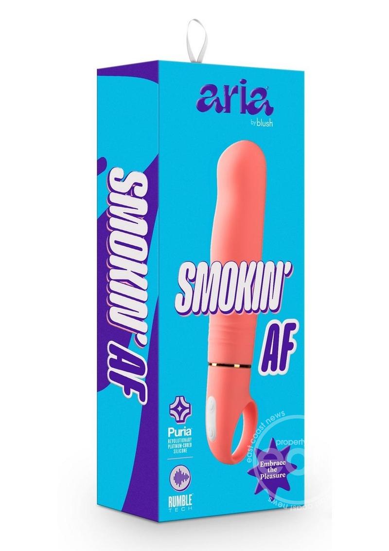 The packaging for the Aria Smokin' AF Silicone Vibrator.