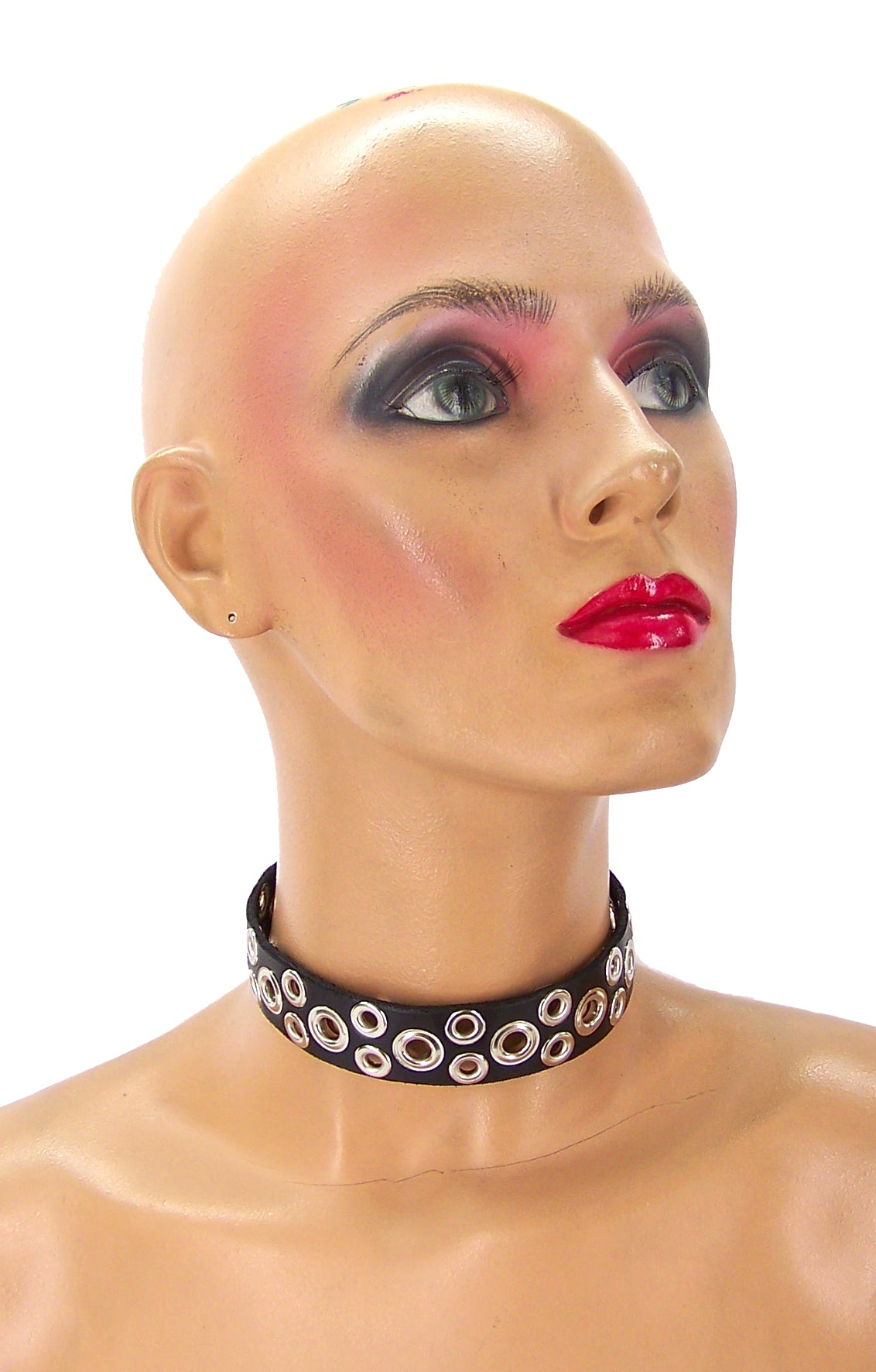Mannequin wearing black leather tentacle choker