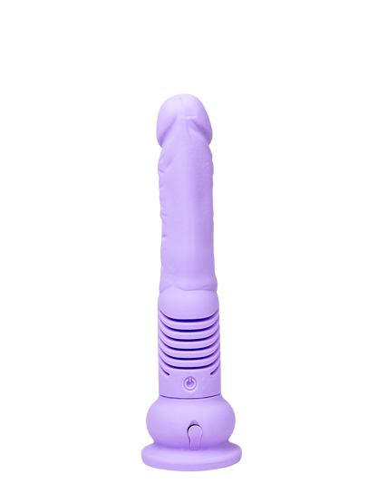 The back of the Lilac Zen Teddy XL Thrusting Dildo.