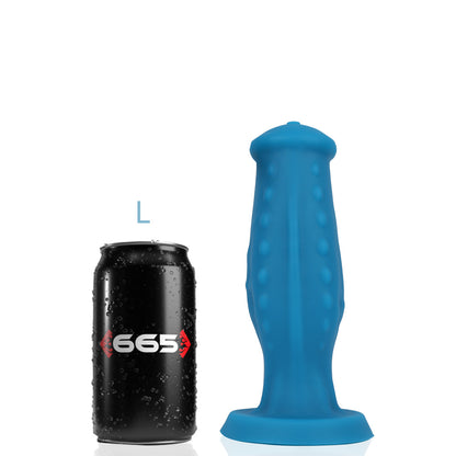 The large Jake Liquid Silicone Dildo next to a soda can for size comparison.