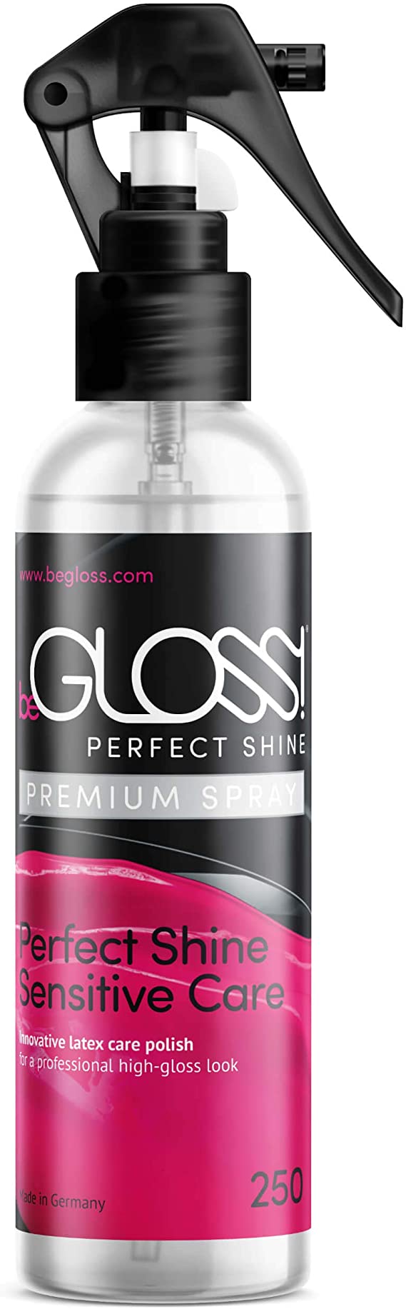 beGLOSS Perfect Shine, 250ml spray bottle.