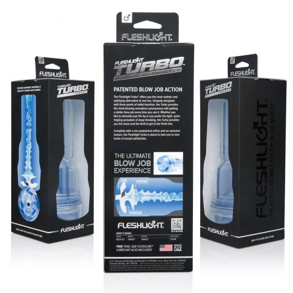 The Blue Ice Fleshlight turbo packaging.