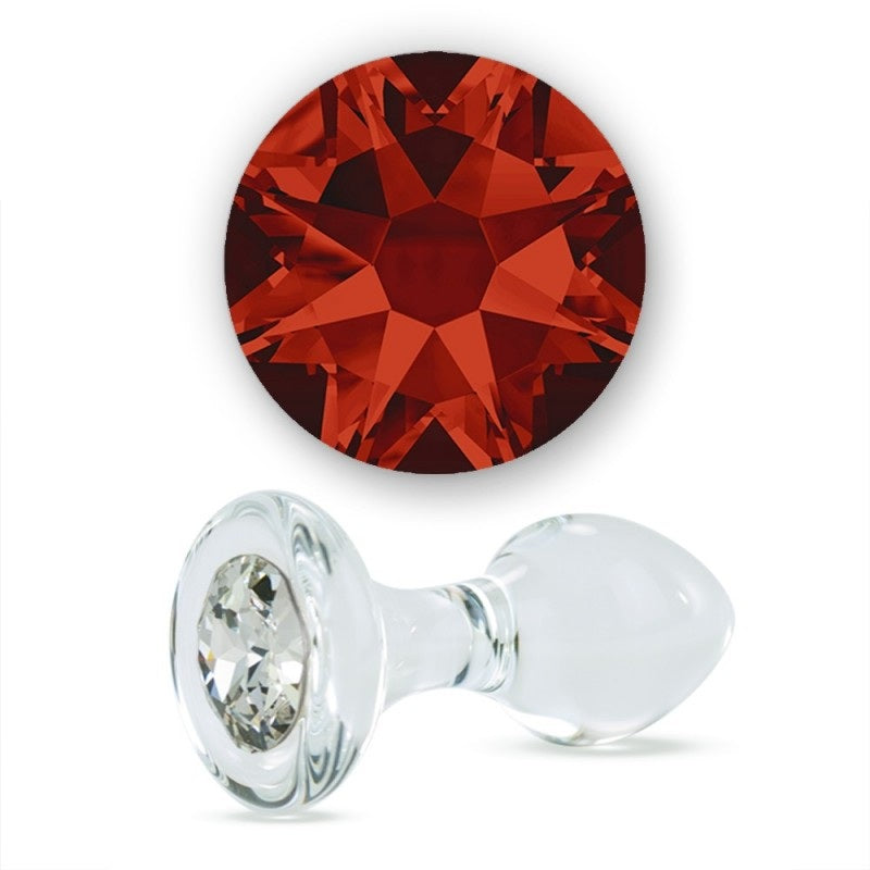 The red magma Crystal Delight Plug with Crystal Base.