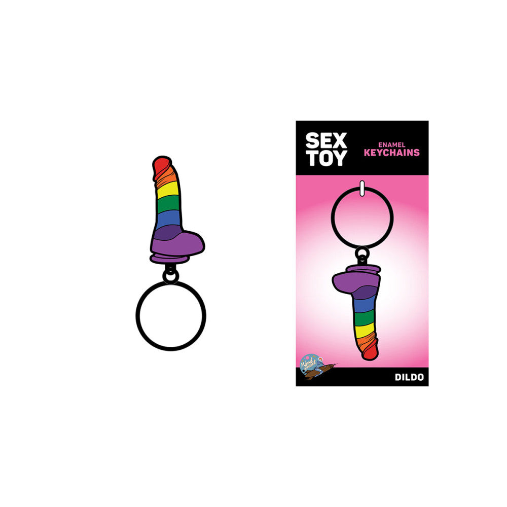 Rainbow Dildo WoodRocket Keychain.