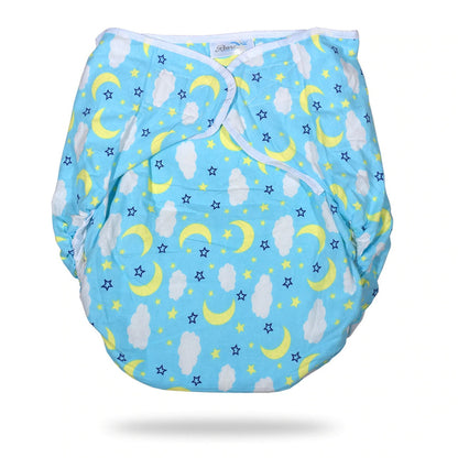 The blue clouds Bulky Fitted Nighttime Cloth Diaper.