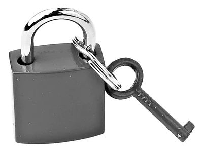 Black high polished lock with matching key.