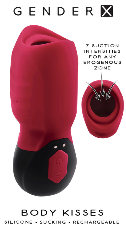 An illustration showing some of the features of the Body Kisses Vibrating Suction Massager.