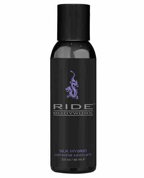 A 2 oz bottle of BodyWorx Ride Silk Lubricant.