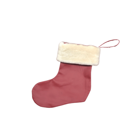 Antique Red fur trimmed leather gift stocking