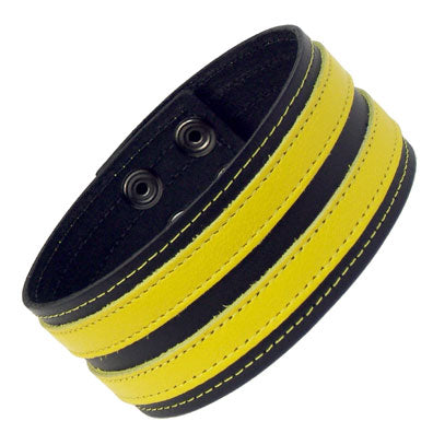The black and yellow Leather Armband with Double Stripes.