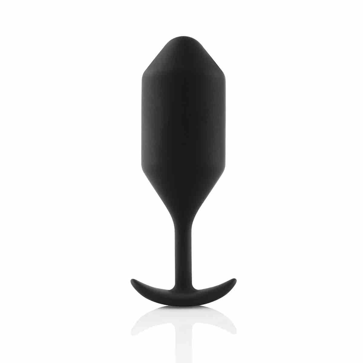 Size 4 black B-Vibe Vibrating Weighted Anal Snug Plug.
