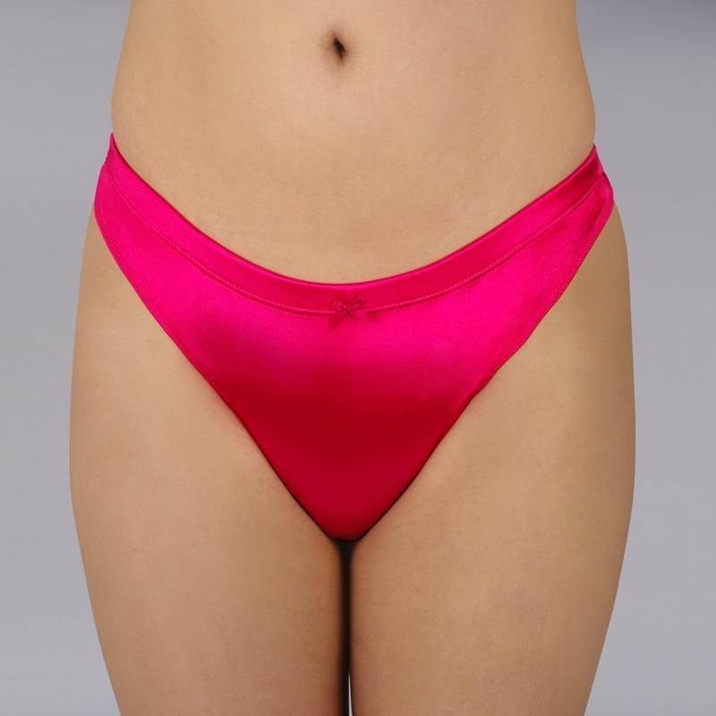 Comfort Smooth Thong Gaff on model in red, front view.