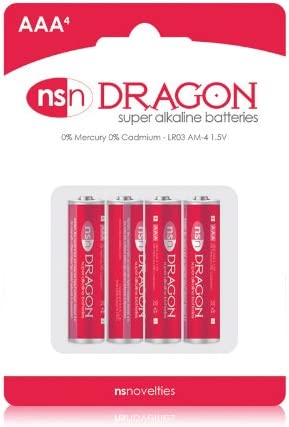 A 4-pack of Dragon AAA Alkaline Batteries.