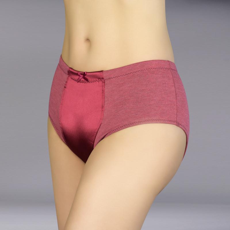 Max Smooth Ultra Fit Briefer Gaff on model in burgundy left side view