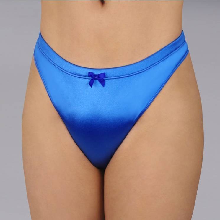Comfort Smooth Thong Gaff on model in royal blue, front view.