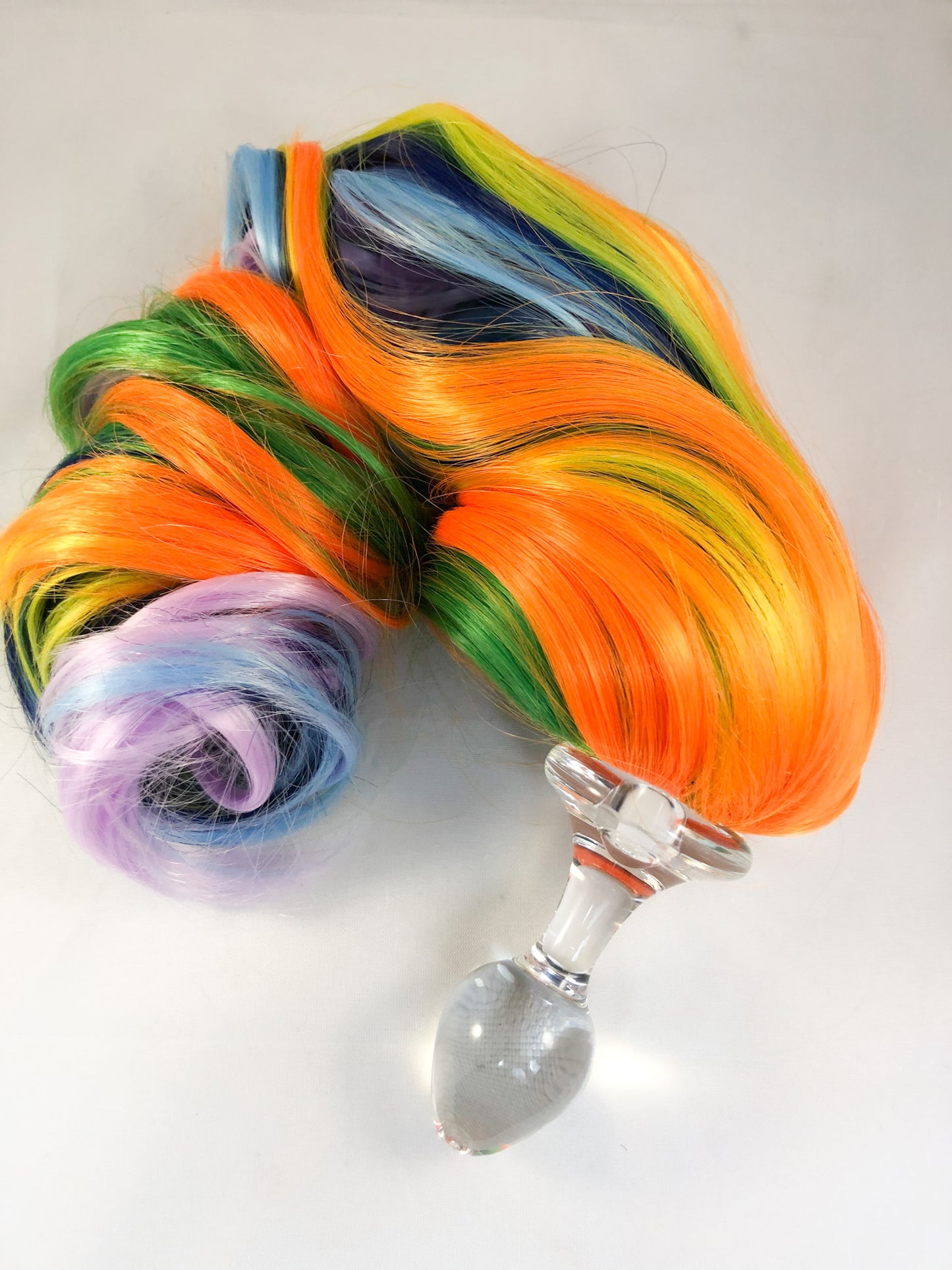 The Primary Color Crystal Detachable Faux Pony Tail Plug.