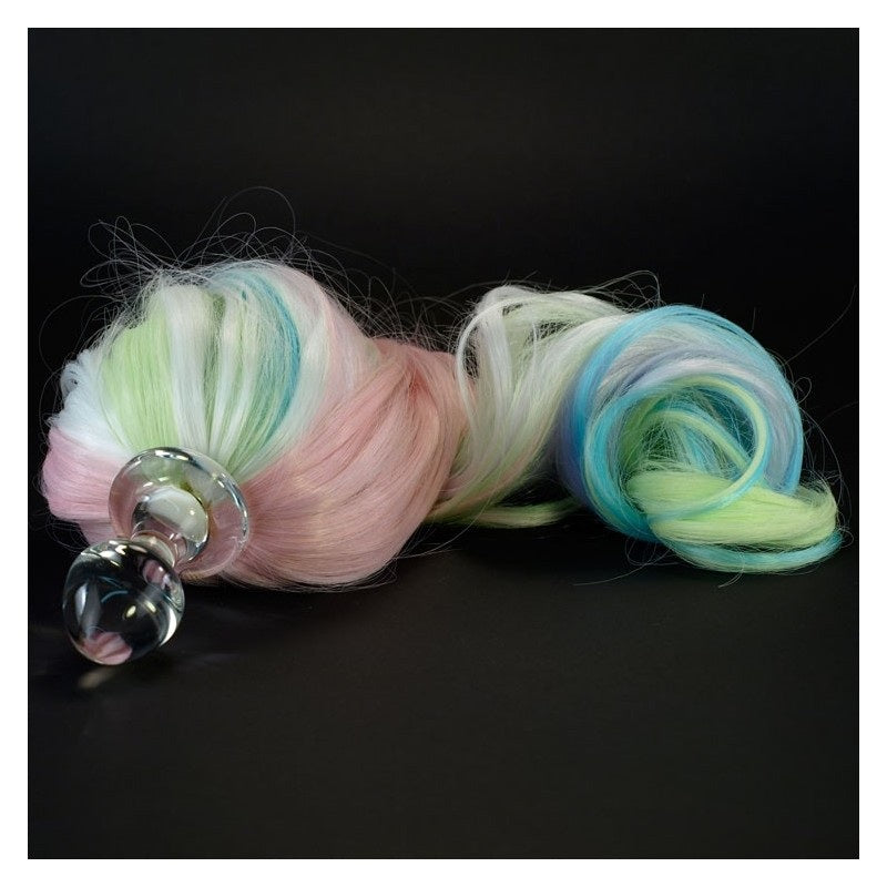 The Pastel Color Crystal Detachable Faux Pony Tail Plug.