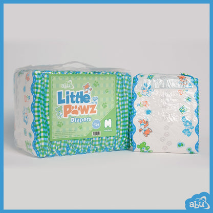 Photo of diaper pack with one folded diaper next to it.